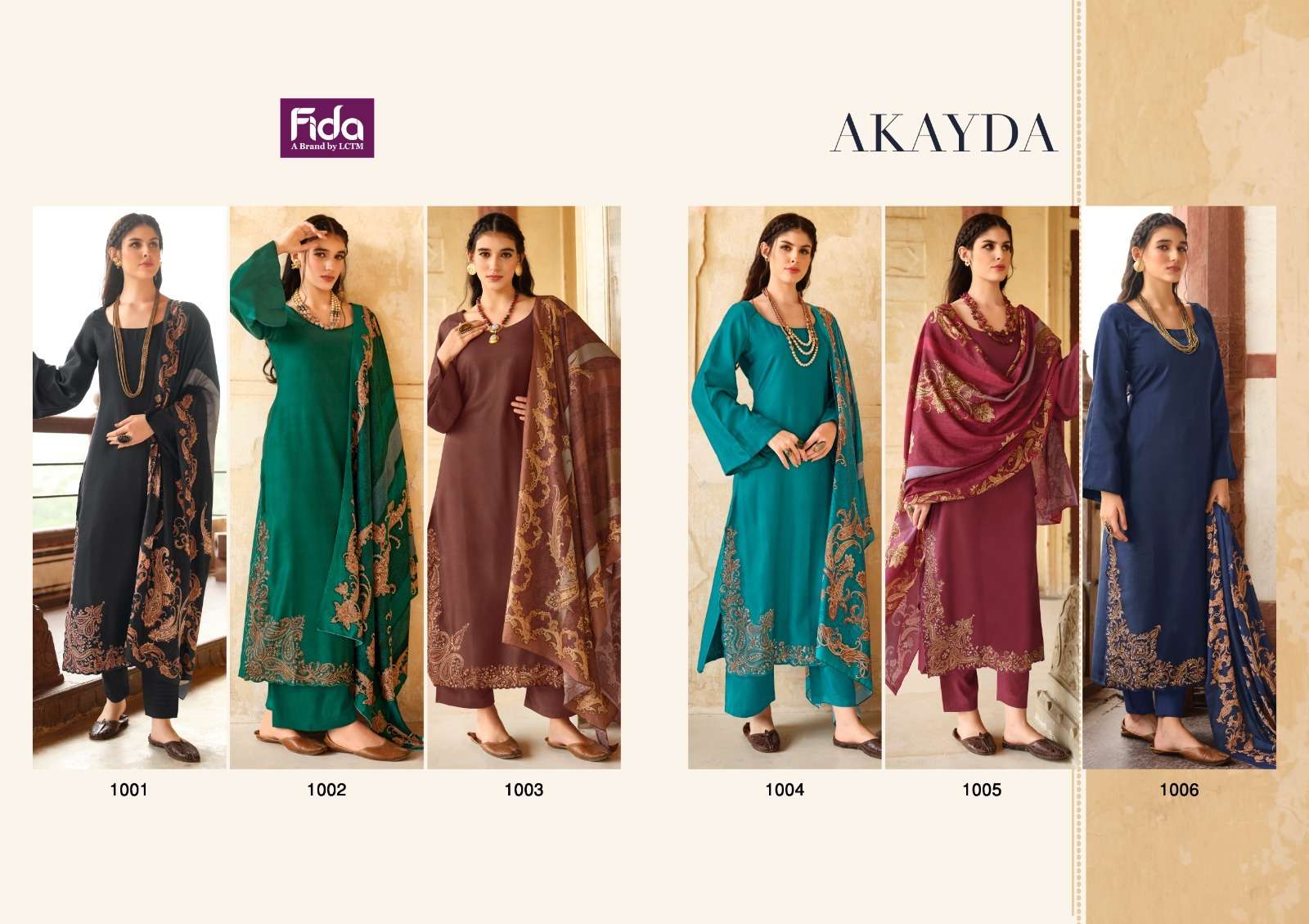 Fida Akayda Embroidery Cotton Dress Material Wholesale catalog