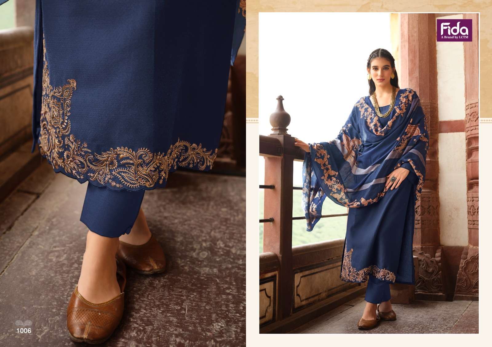 Fida Akayda Embroidery Cotton Dress Material Wholesale catalog