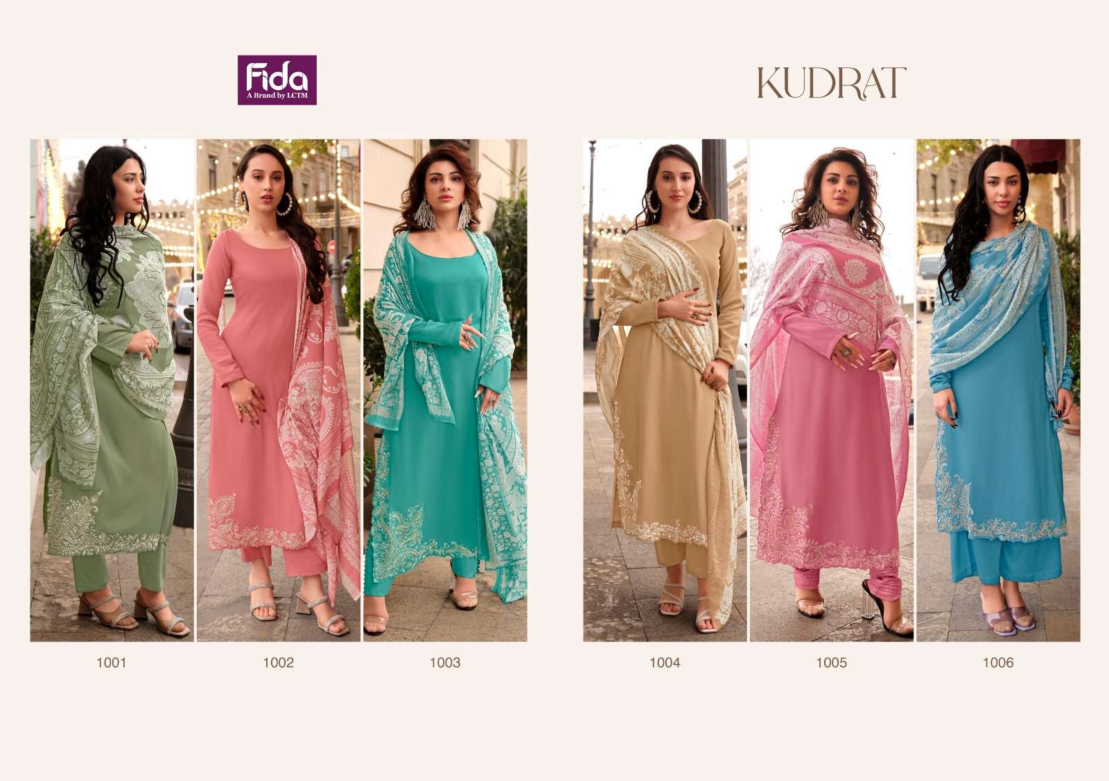 Fida Kudrat Premium Embroidery Dress Material Wholesale catalog