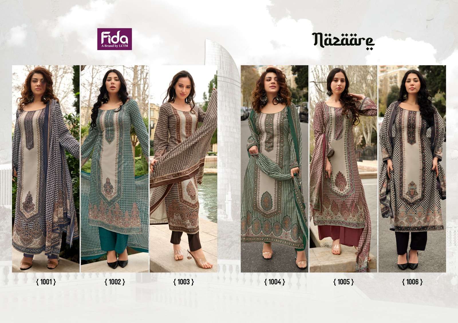 Fida Nazaare Digital Blended Cotton Dress Material Wholesale catalog
