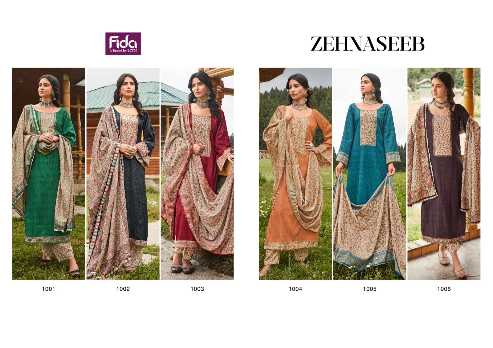 Fida Zehnaseeb Digital Cotton Slub Dress Material Wholesale catalog