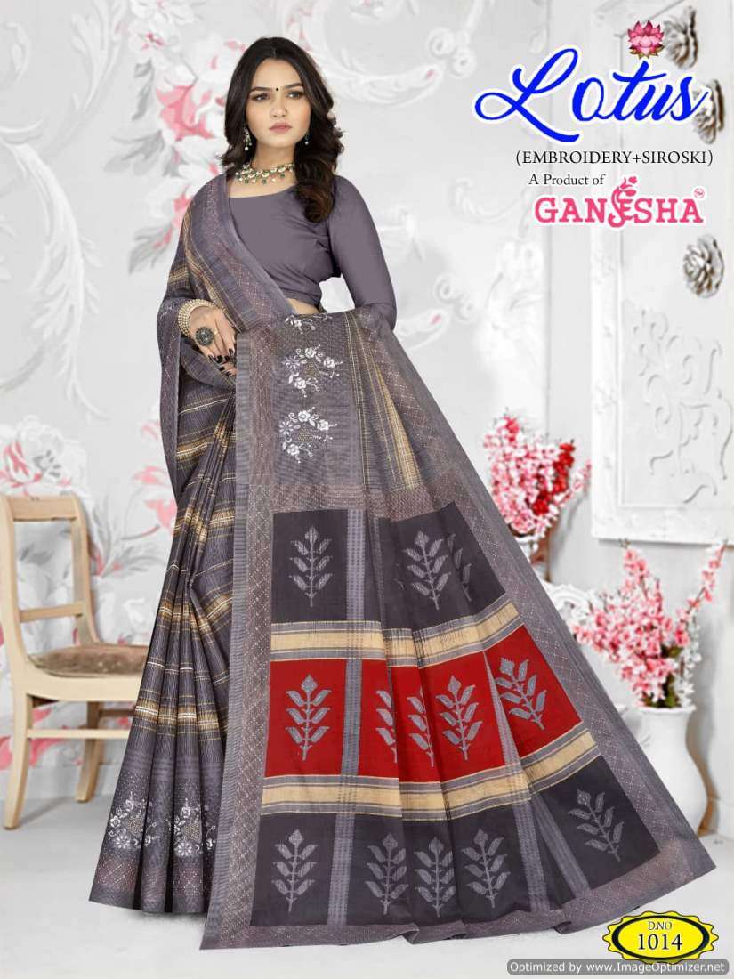 Ganesha Lotus – Embroidery Saree - Wholesale Catalog