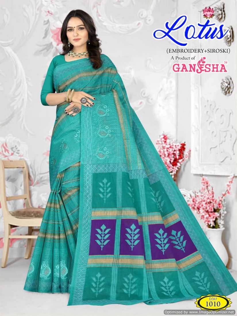 Ganesha Lotus – Embroidery Saree - Wholesale Catalog