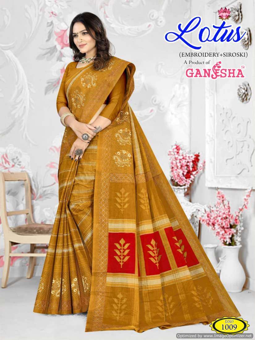 Ganesha Lotus – Embroidery Saree - Wholesale Catalog