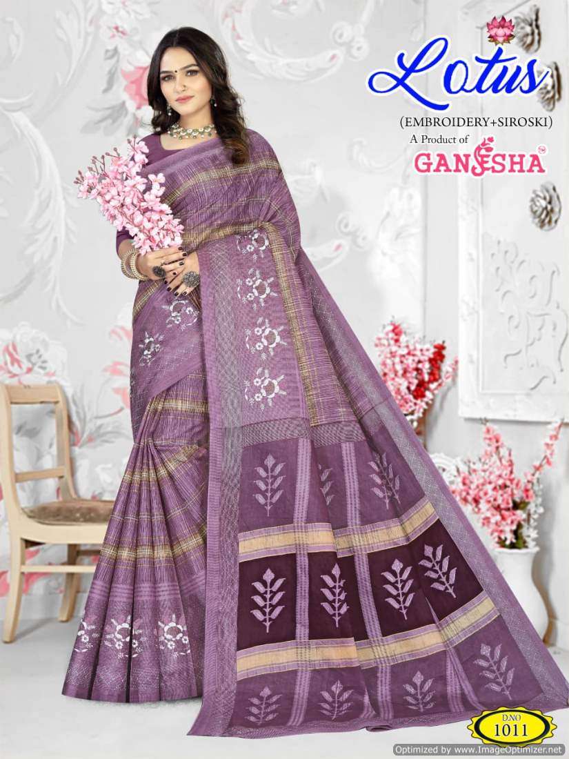 Ganesha Lotus – Embroidery Saree - Wholesale Catalog