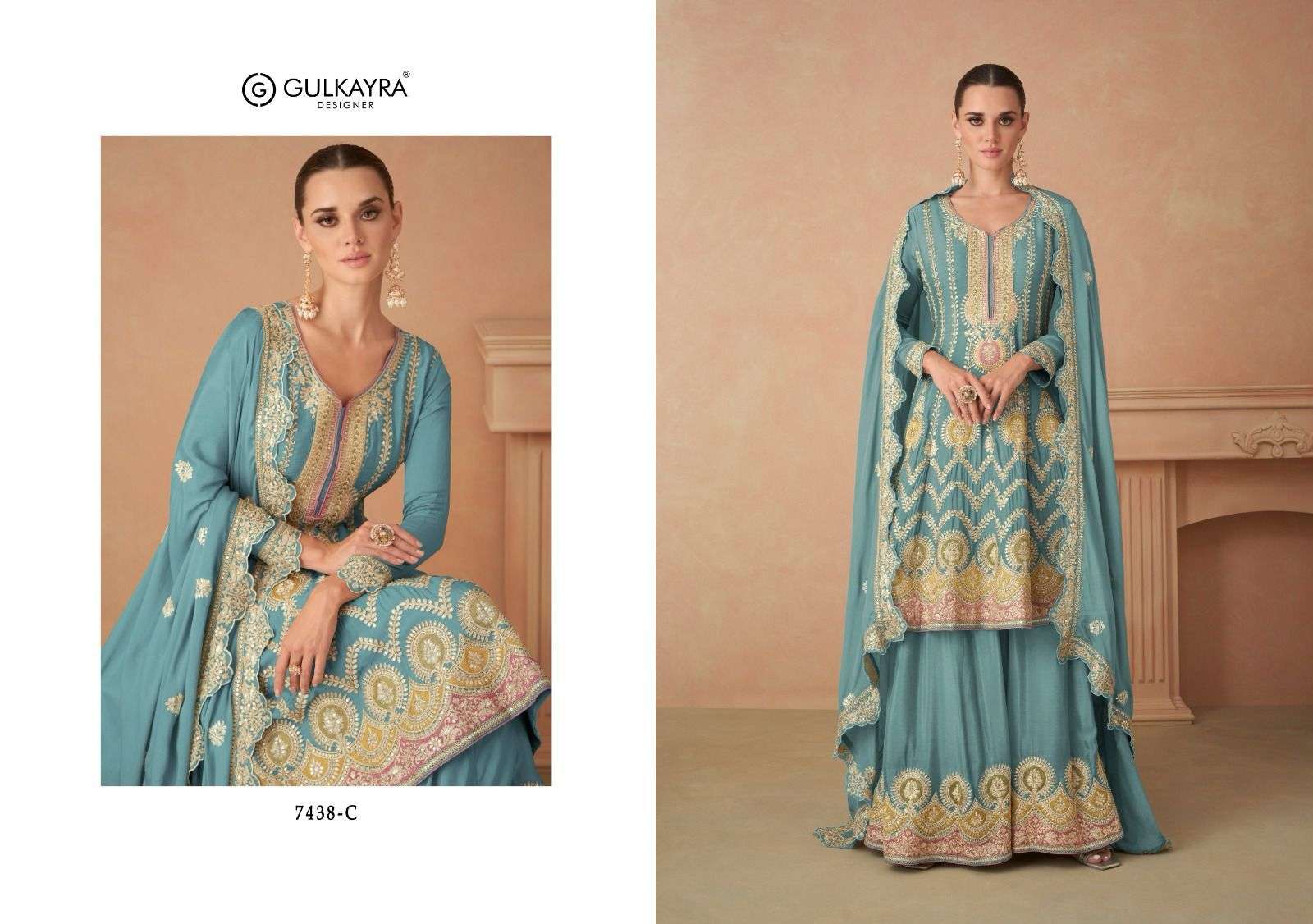 Gulkayra sahira Real Chinnon Designer Salwar Suits Wholesale catalog