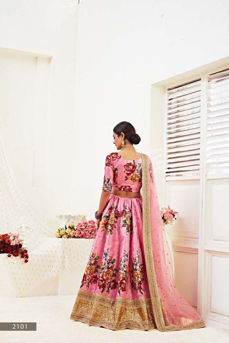 HIRANYAM VOL 1 - 2101 PINK FLOWER LEHENGA CHOLI Wholesale catalog