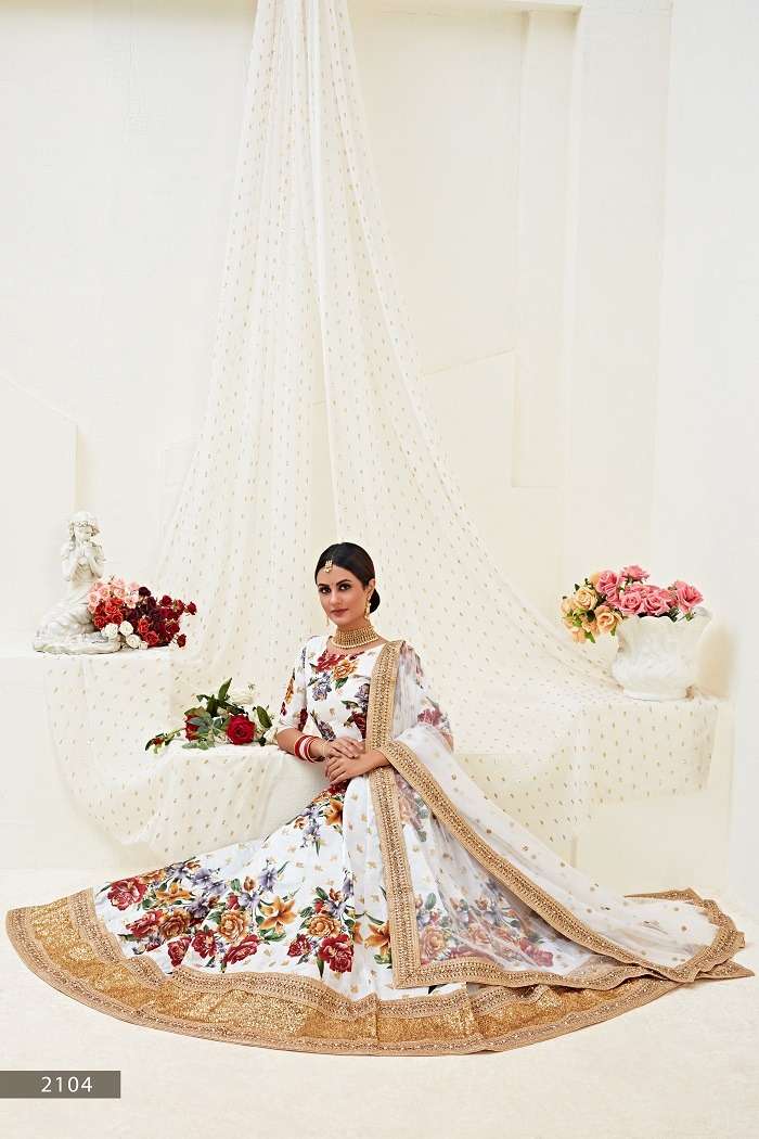 HIRANYAM VOL 1 - 2104 WHITE  FLOWER LEHENGA CHOLI Wholesale catalog