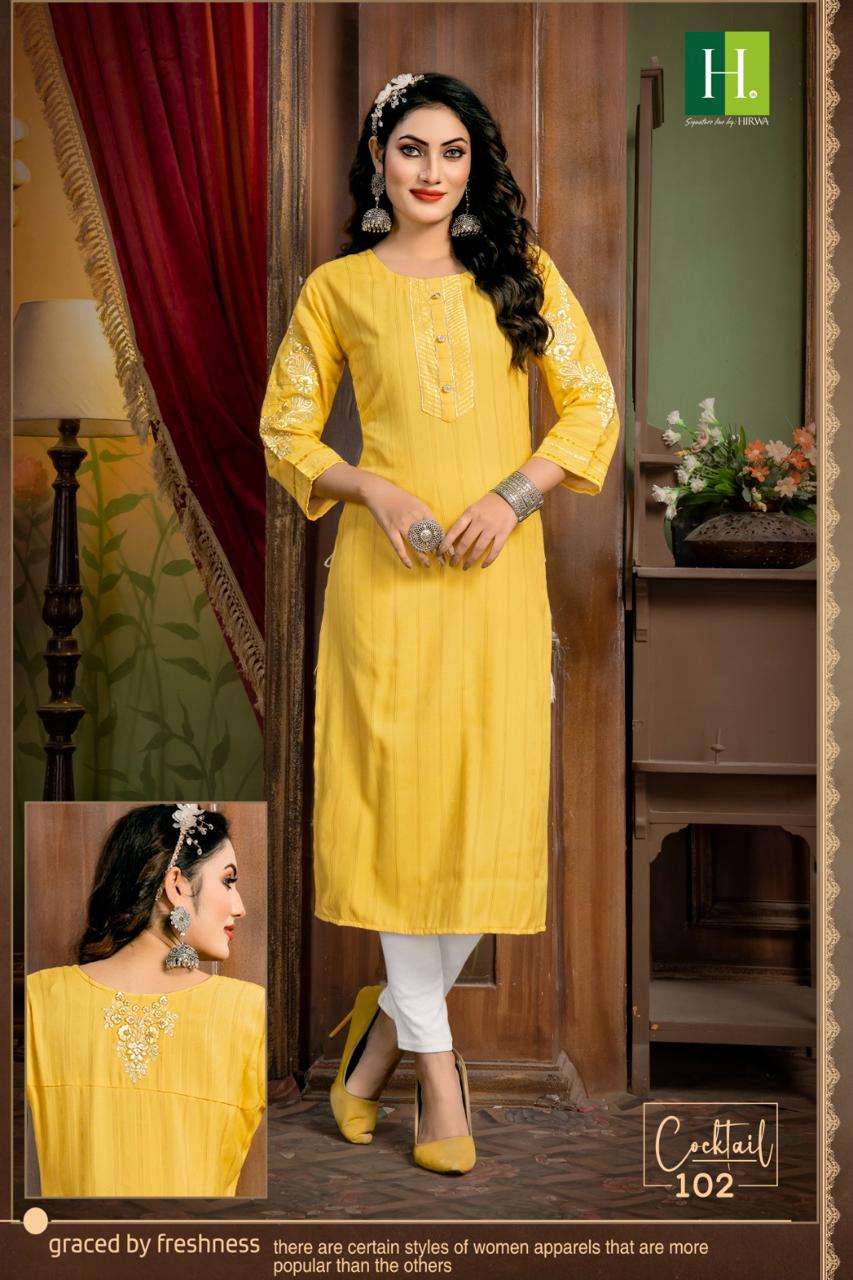 HIRWA COCKTAIL Kurti Wholesale catalog