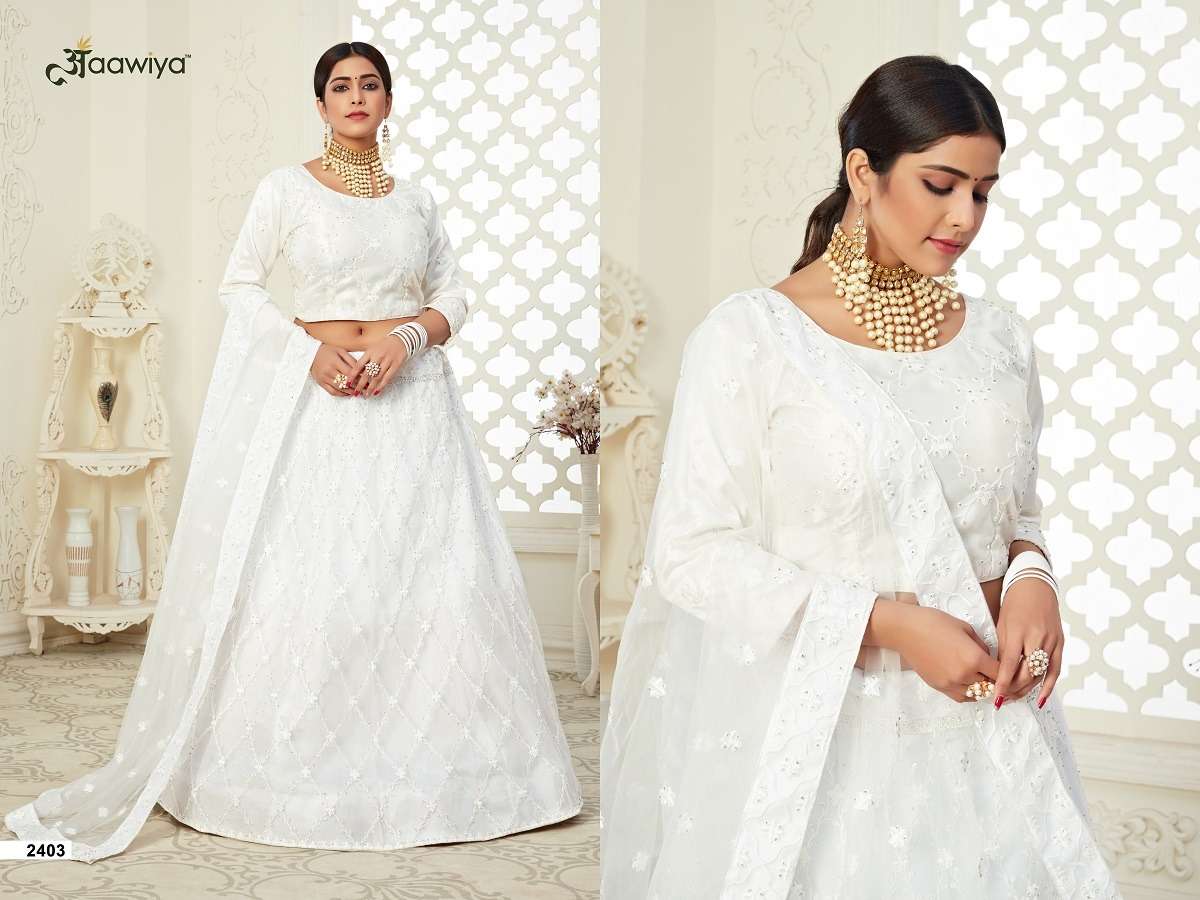 INAAYAT VOL - 01 White BUTTERFLY NET WITH FULL EMBROIDERY LEHENGA CHOLI Wholesale catalog