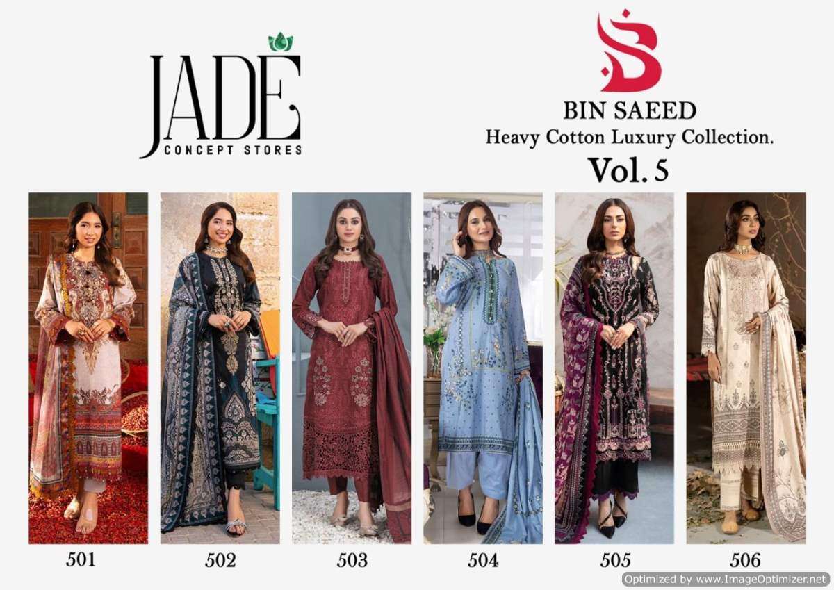 Jade Bin Saeed Vol-5 – Dress Material - Wholesale Catalog