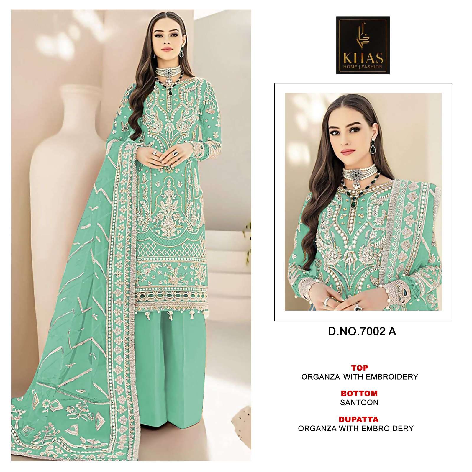 Khas 7002 A To D Premium Organza Salwar Suit Wholesale catalog