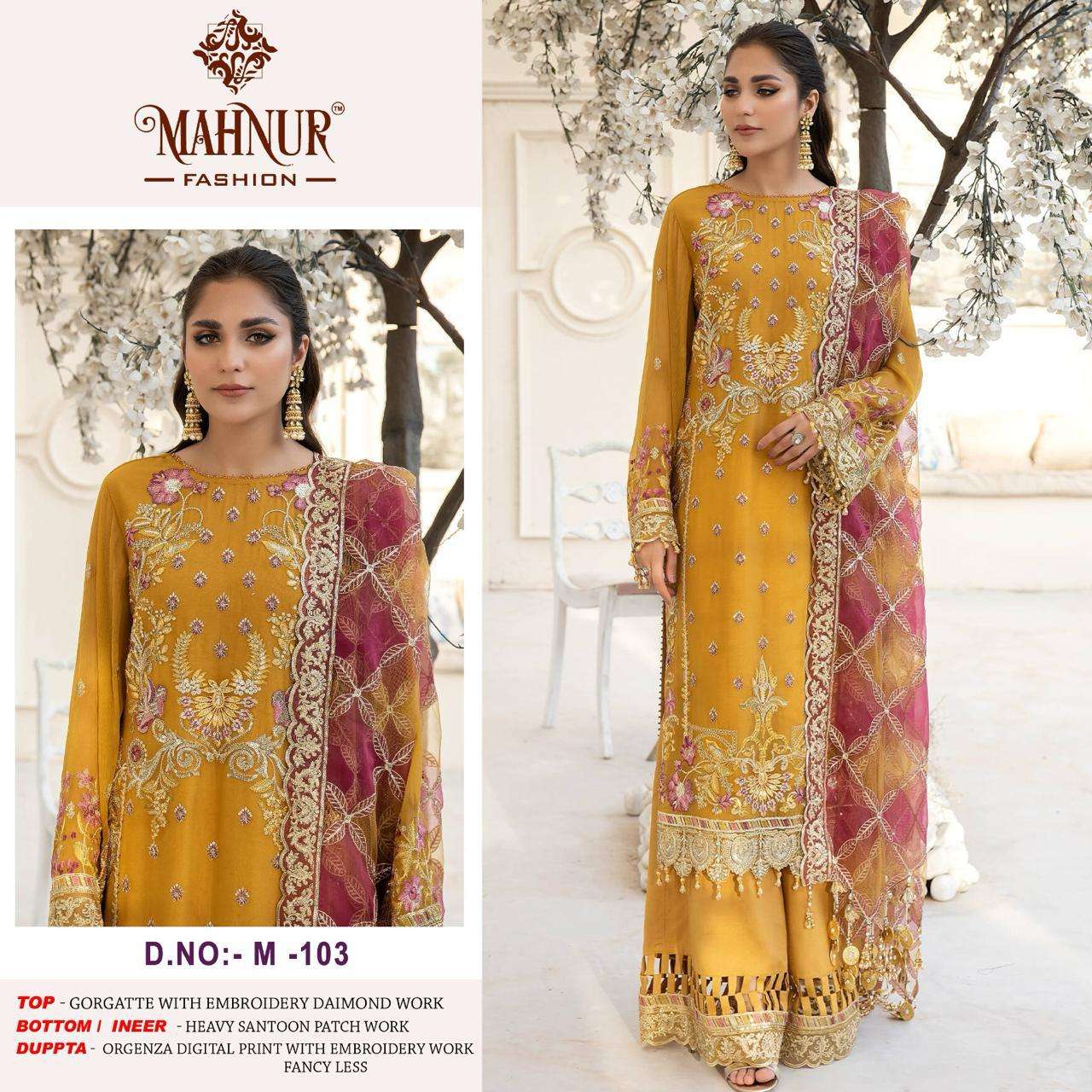 Mahnur M 103 Georgette Salwar Kameez Wholesale catalog