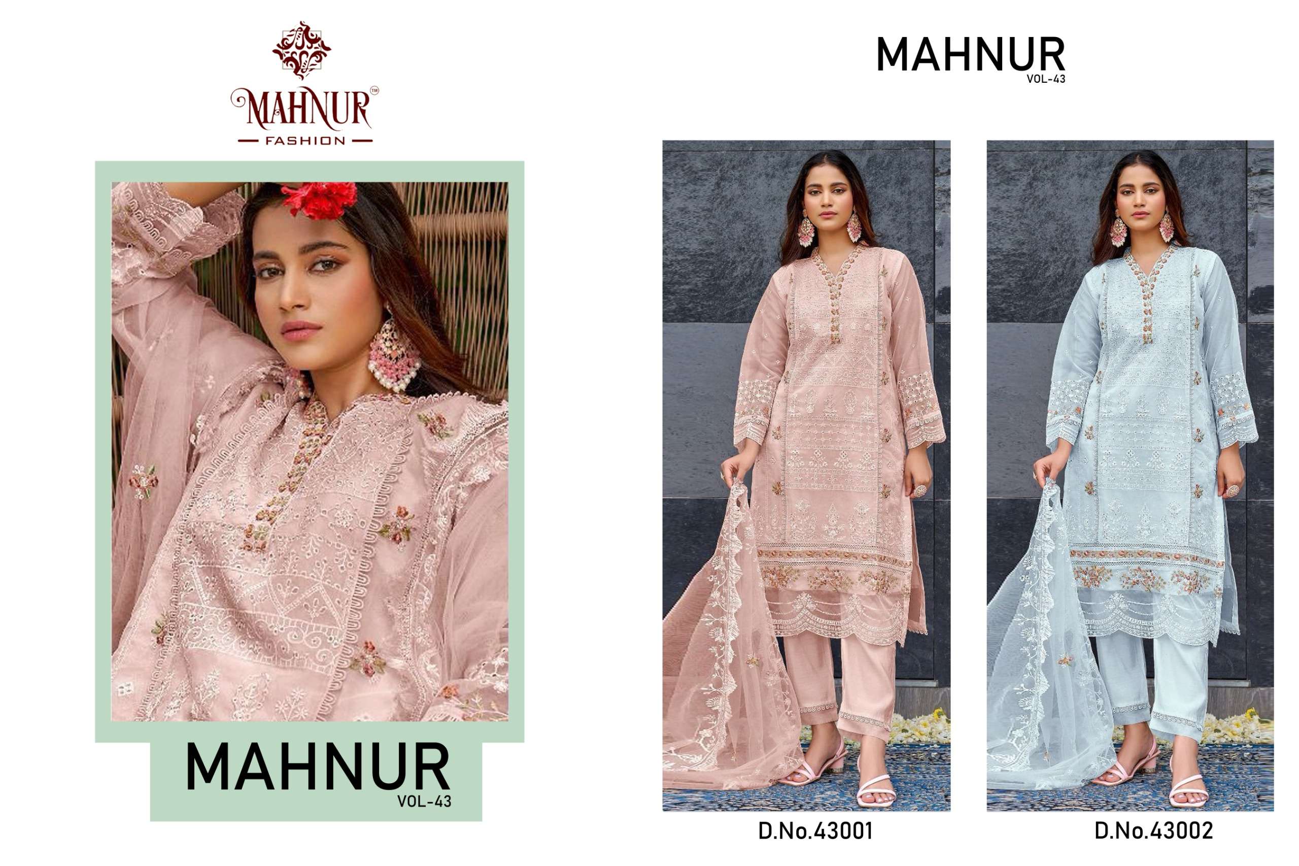 Mahnur Vol 43 Organza Salwar Kameez Wholesale catalog