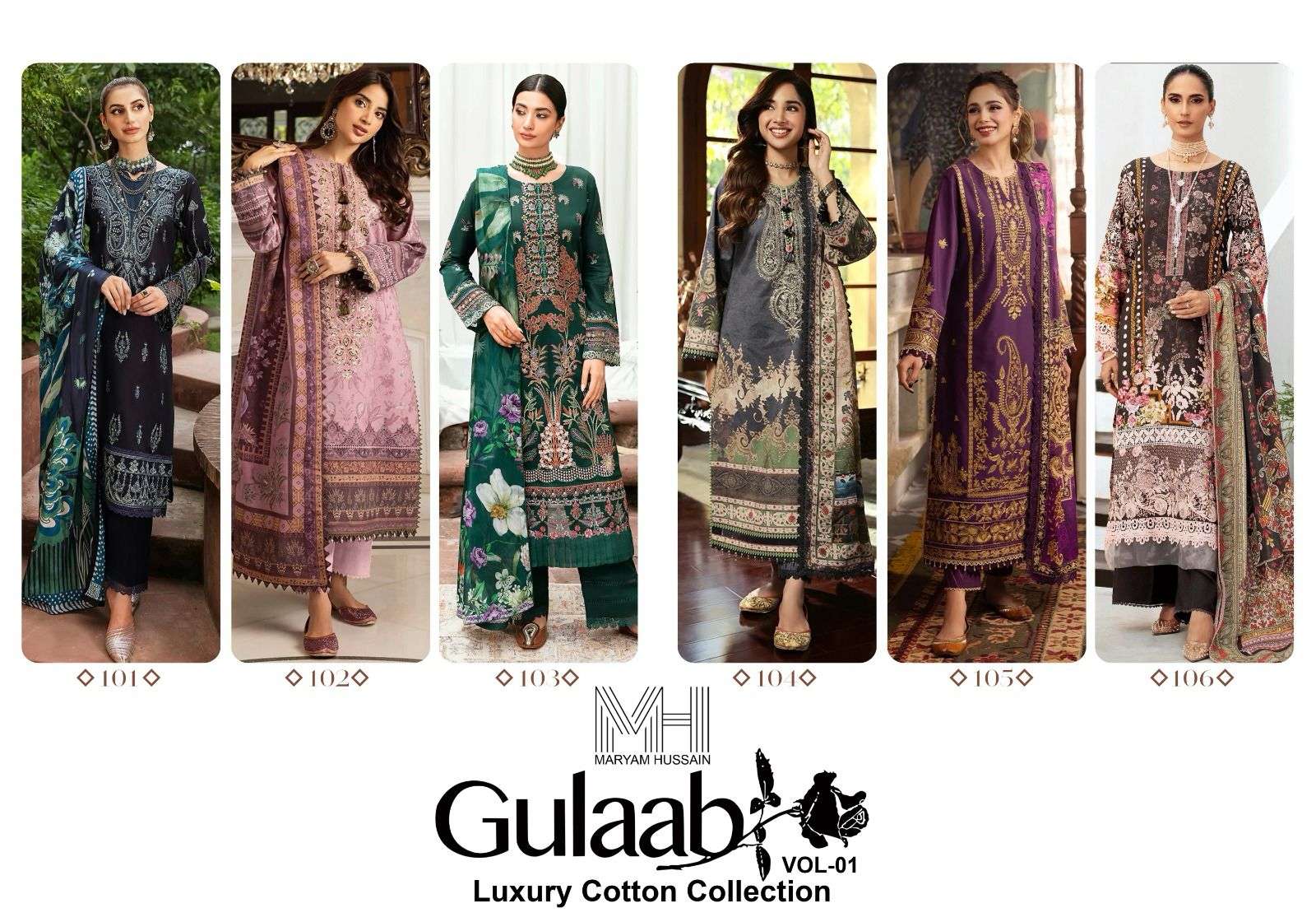 Mh Gulaab Vol 1 Karachi Cotton Dress Material Wholesale catalog