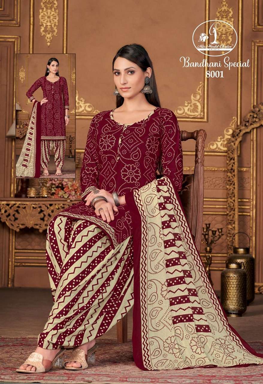 Miss World Bandhani Special Vol-8 – Dress Material Wholesale Catalog