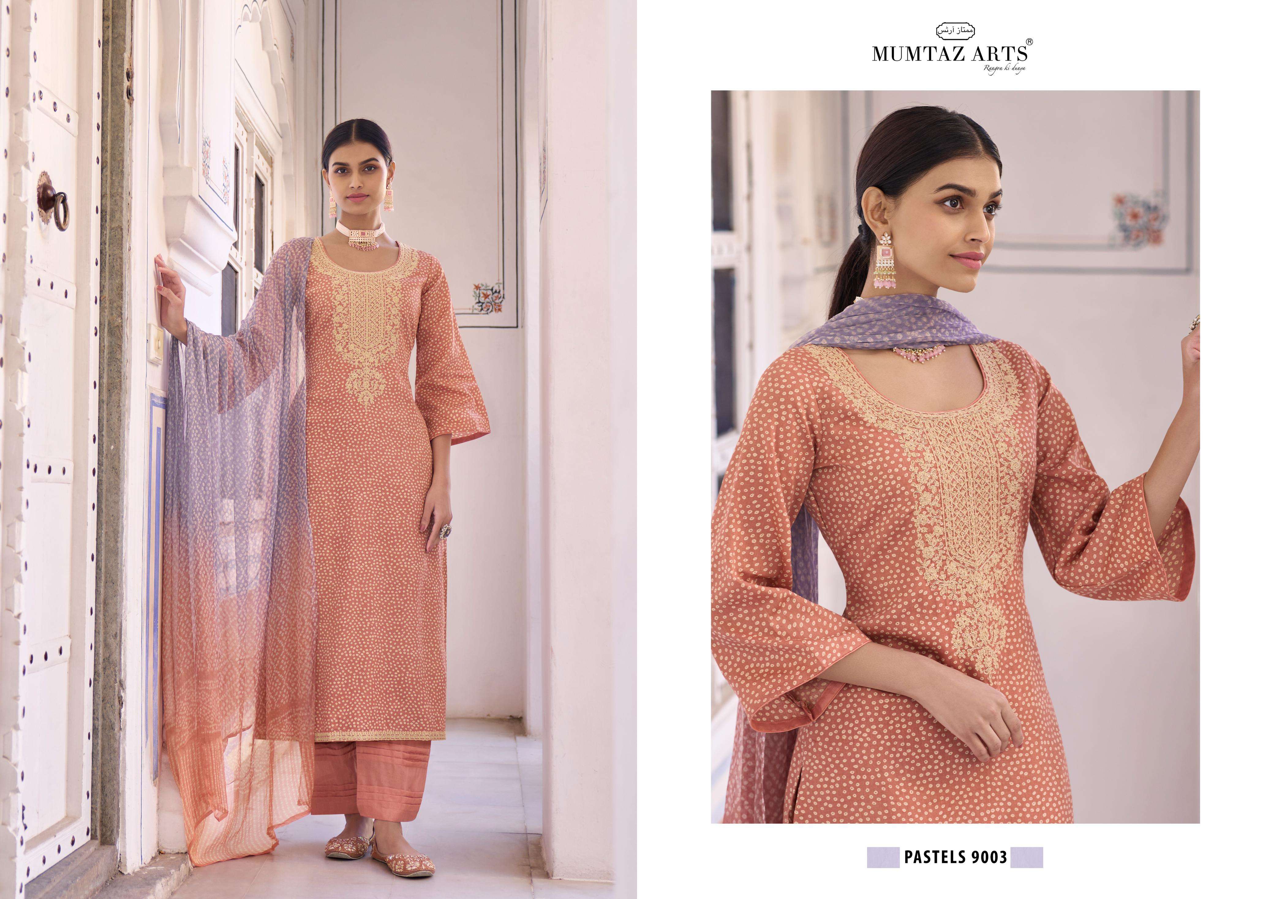 Mumtaz Pastels 9001 Satin Printed Dress Material Wholesale catalog