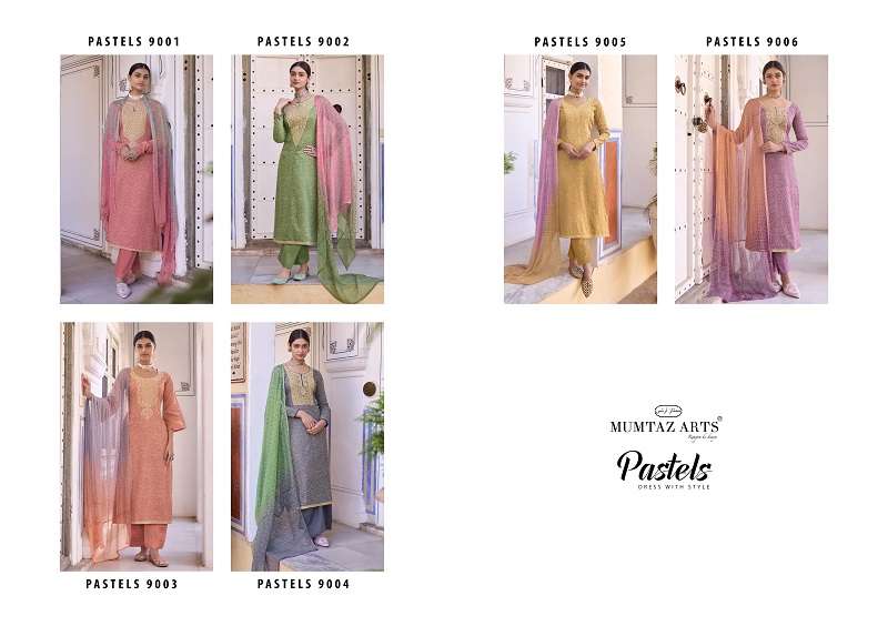 Mumtaz Pastels 9001 Satin Printed Dress Material Wholesale catalog