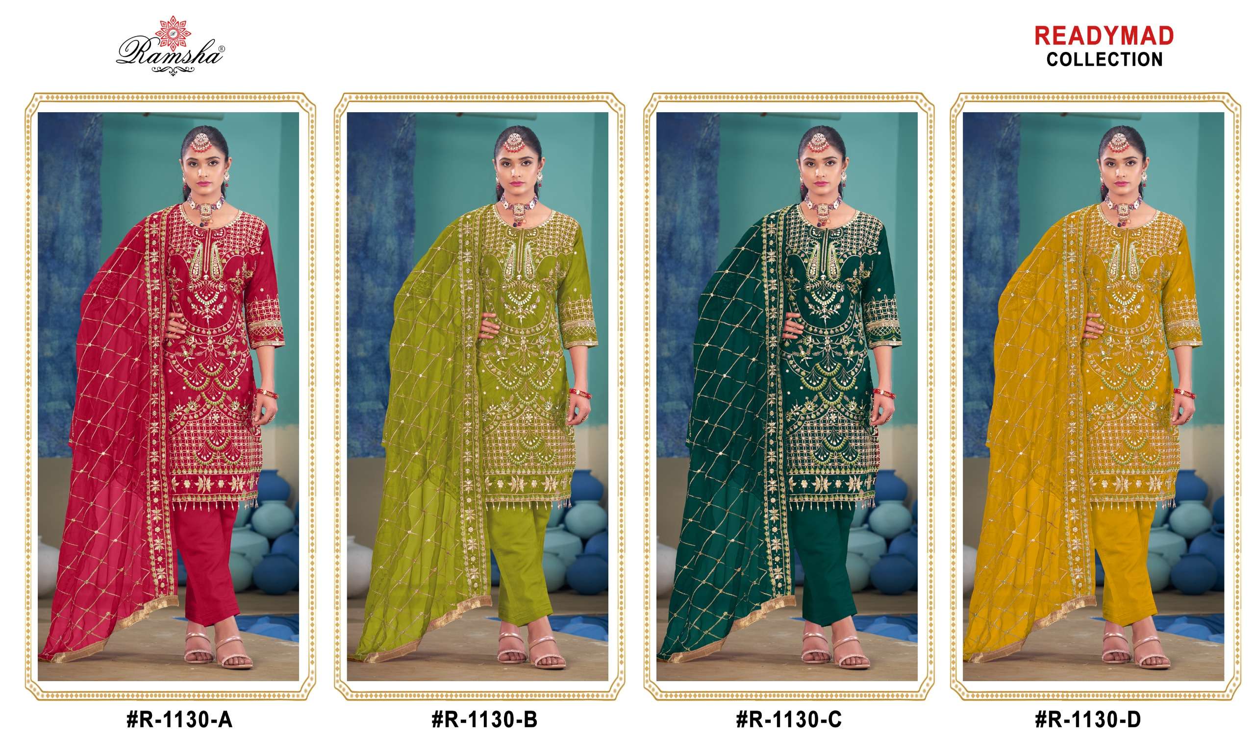 Ramsha R 1130 A To D Pakistani Suits Wholesale catalog