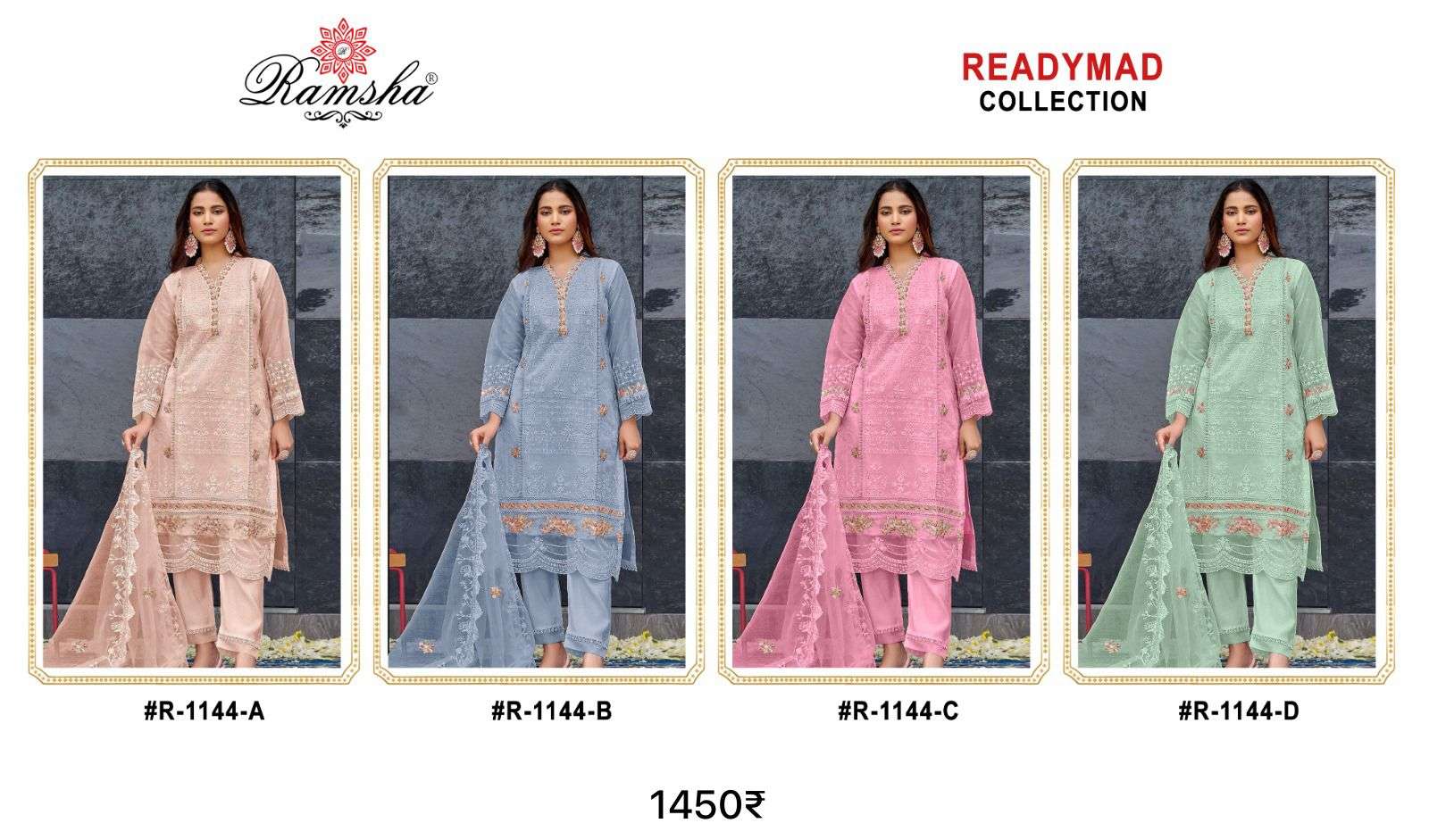 Ramsha R 1144 A To D Pakistani Suit Wholesale catalog