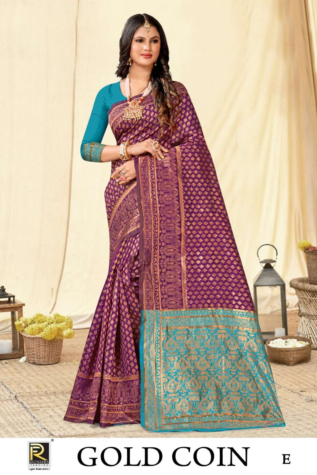 Ronisha Gold cion Banarasi Silk Saree Wholesale catalog