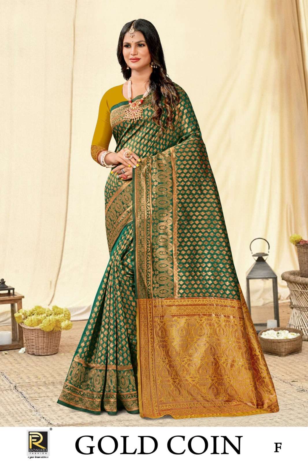 Ronisha Gold cion Banarasi Silk Saree Wholesale catalog