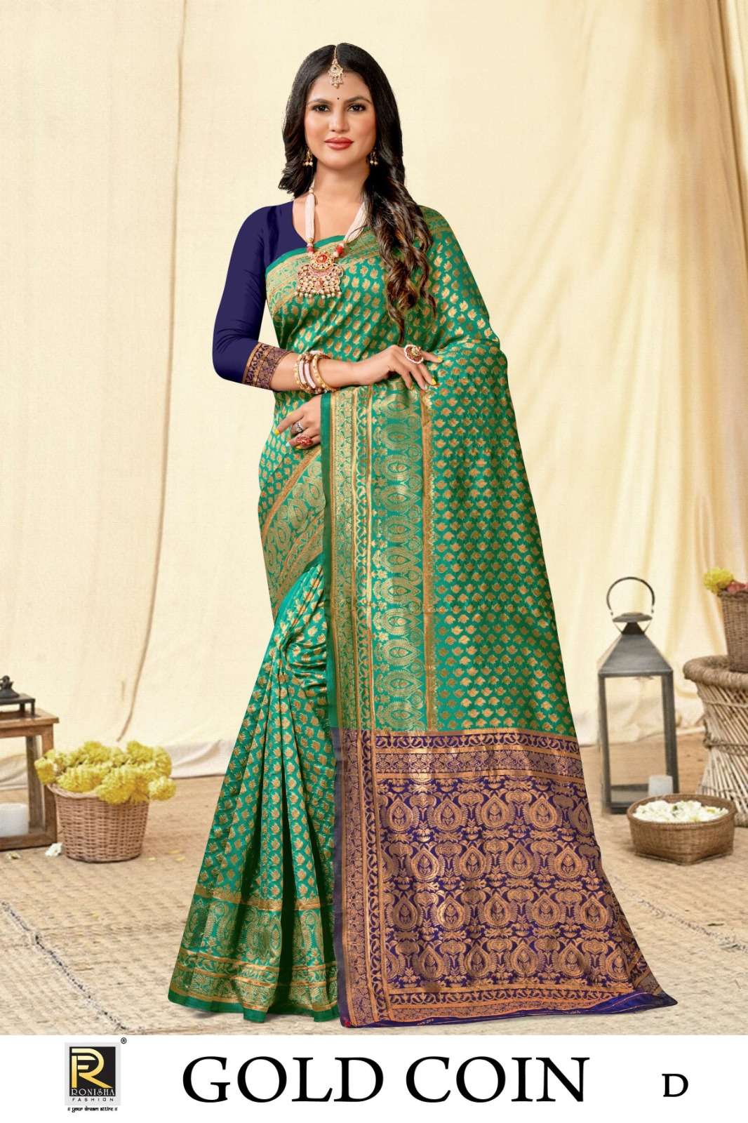 Ronisha Gold cion Banarasi Silk Saree Wholesale catalog