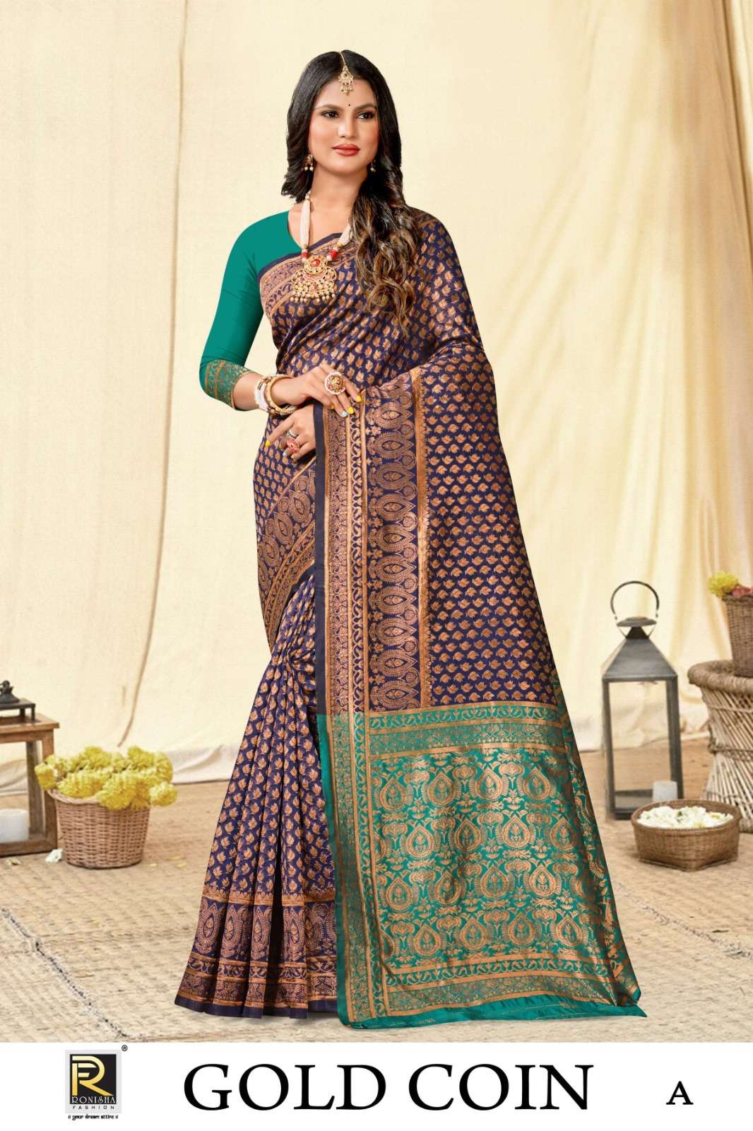 Ronisha Gold cion Banarasi Silk Saree Wholesale catalog