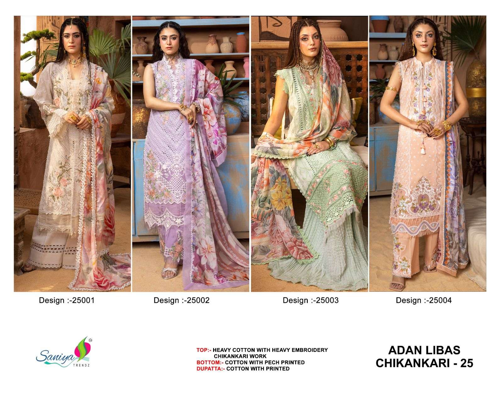 Saniya Adan Libas Chikankari 25 Embroidred Pakistani Suit Wholesale catalog