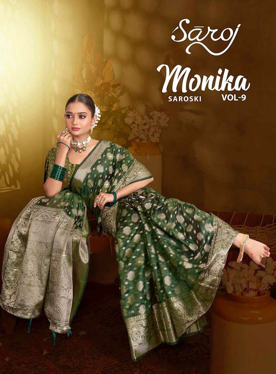 Saroj  Monika Vol - 9 Soft organza silk Saree Wholesale catalog    