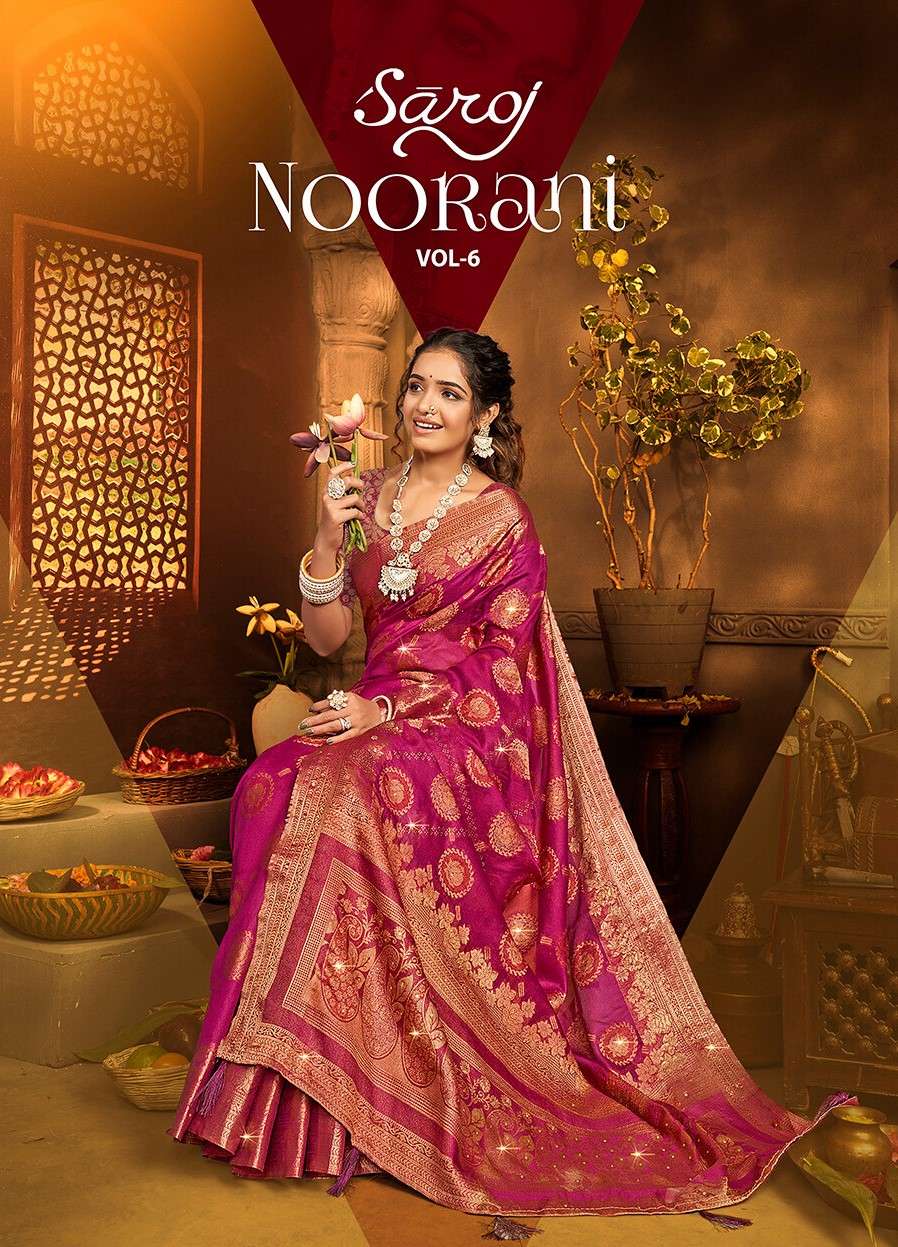 Saroj Noorani Vol.6 Soft khadi organza saree with heavy swarovski work Saree Wholesale catalog    