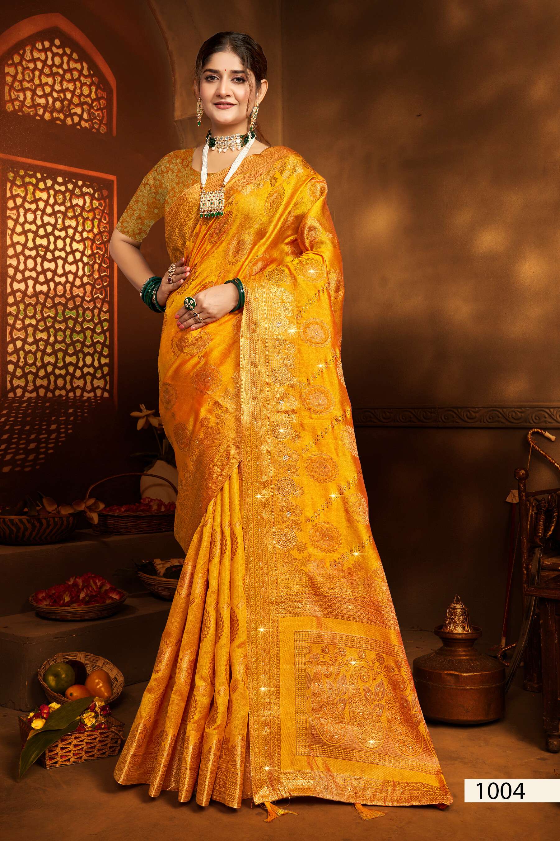 Saroj Noorani Vol.6 Soft khadi organza saree with heavy swarovski work Saree Wholesale catalog    