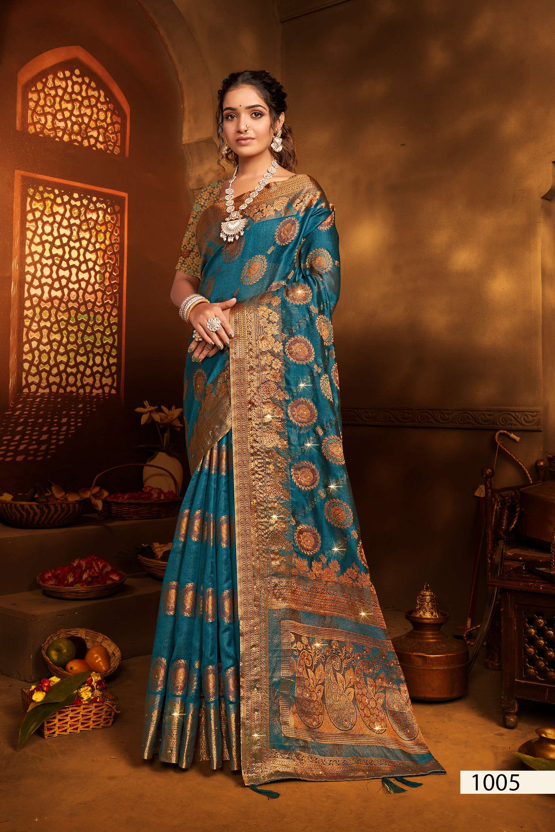 Saroj Noorani Vol.6 Soft khadi organza saree with heavy swarovski work Saree Wholesale catalog    