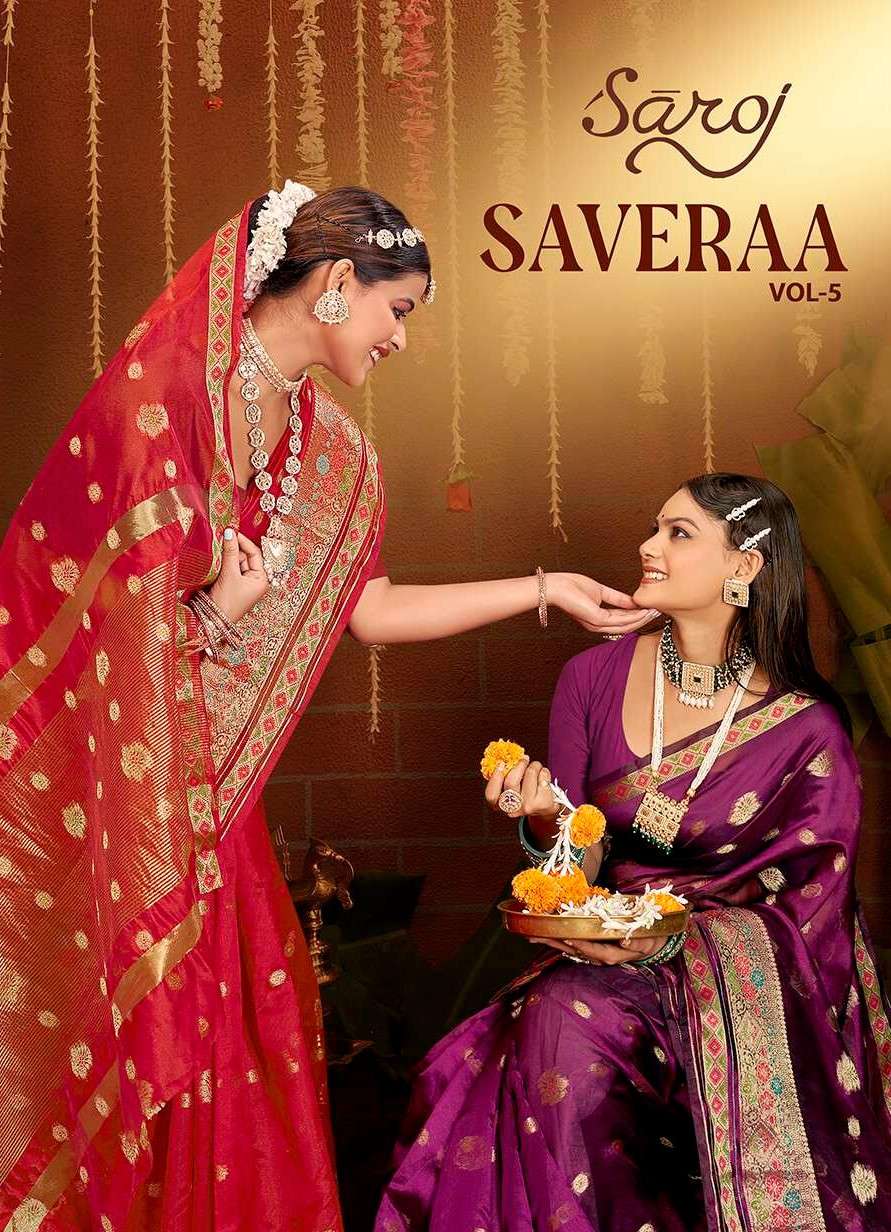 Saroj  Saveraa vol.5 Soft organza saree with meena sequence Saree Wholesale catalog    