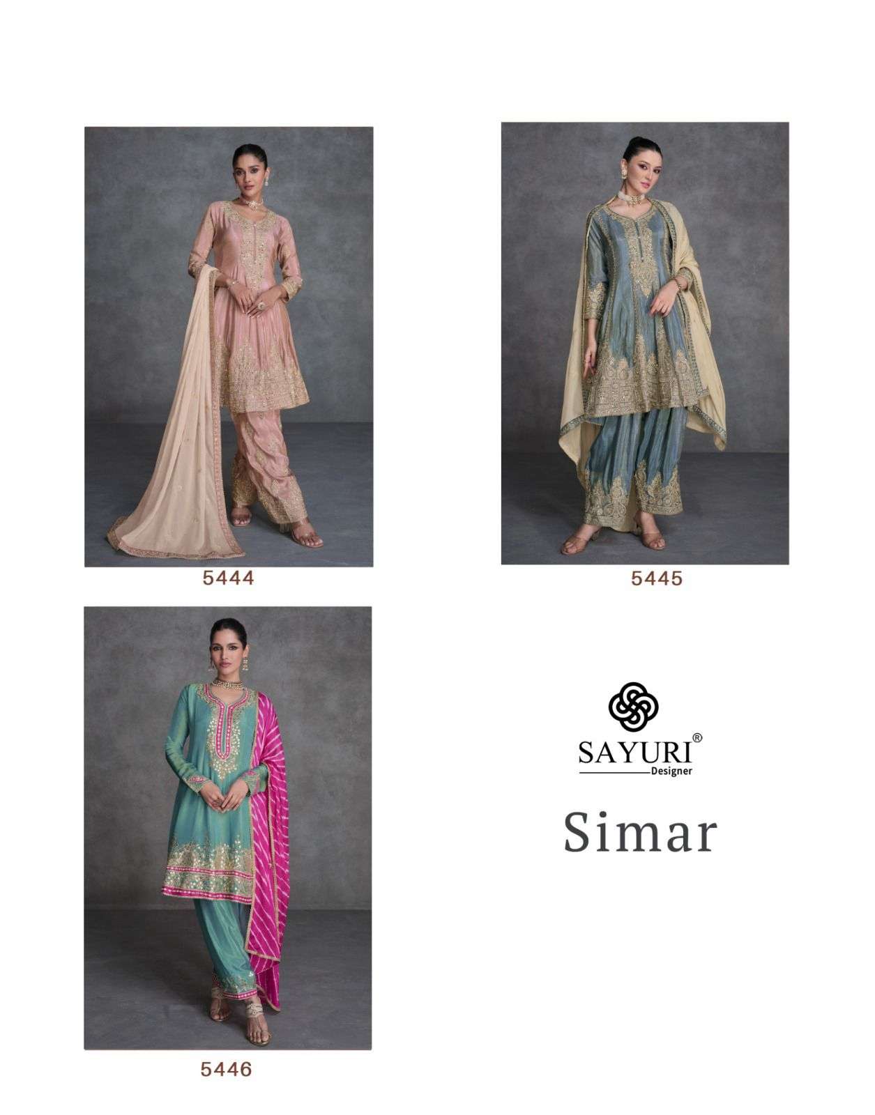 Sayuri Simran 5444 Organza Silk Designer Salwar Suits Wholesale catalog