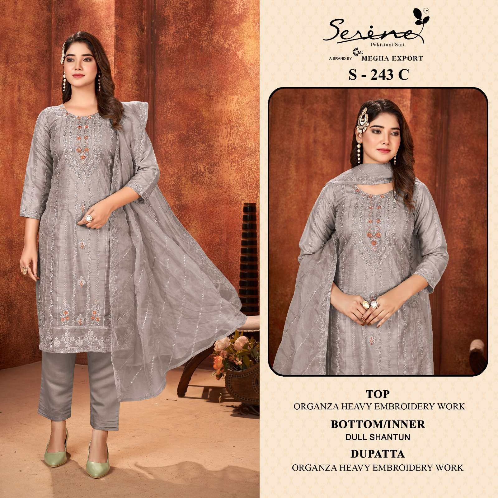 Serine S 243 A To D Organza Salwar Kameez Wholesale catalog