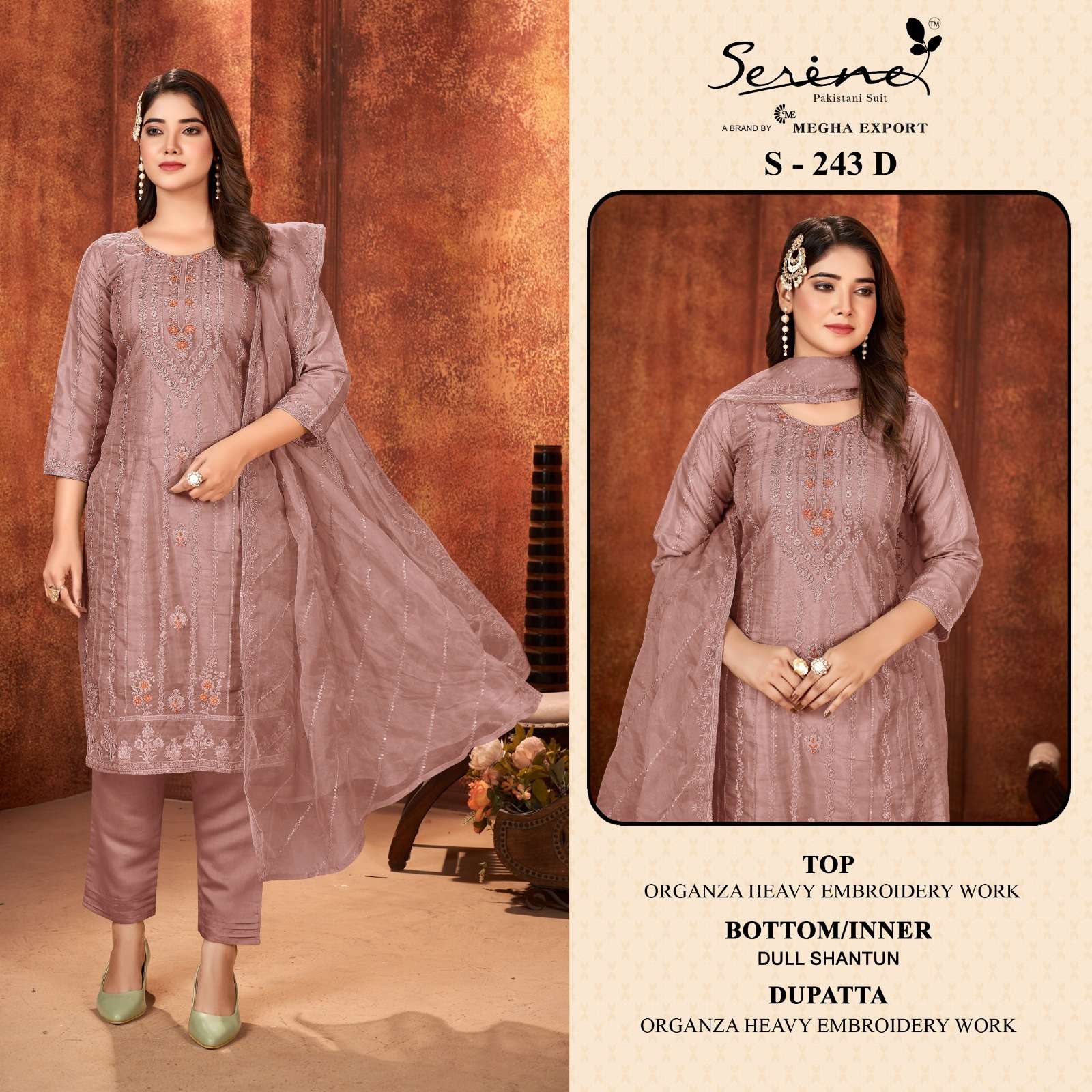 Serine S 243 A To D Organza Salwar Kameez Wholesale catalog