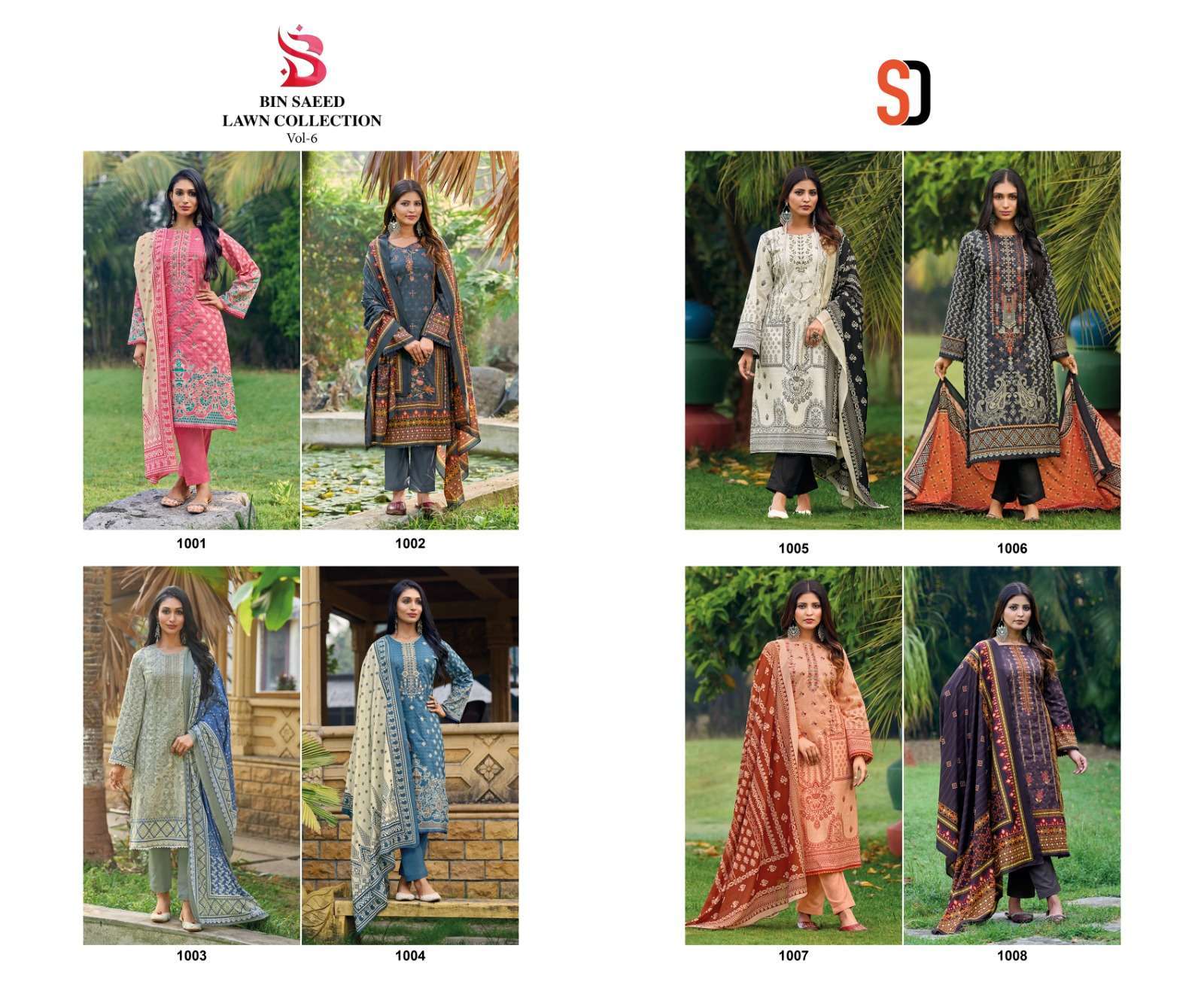 Shraddha Bin Saeed Lawn Vol 6 Pakistani Suits Wholesale catalog