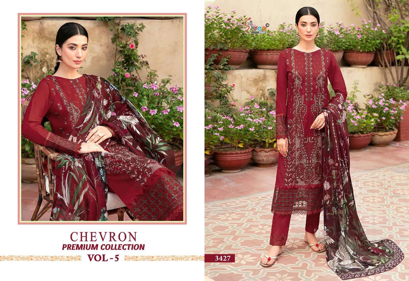 Shree Chevron Premium Vol 5 Chiffon Duppatta Pakistani Suit Wholesale catalog