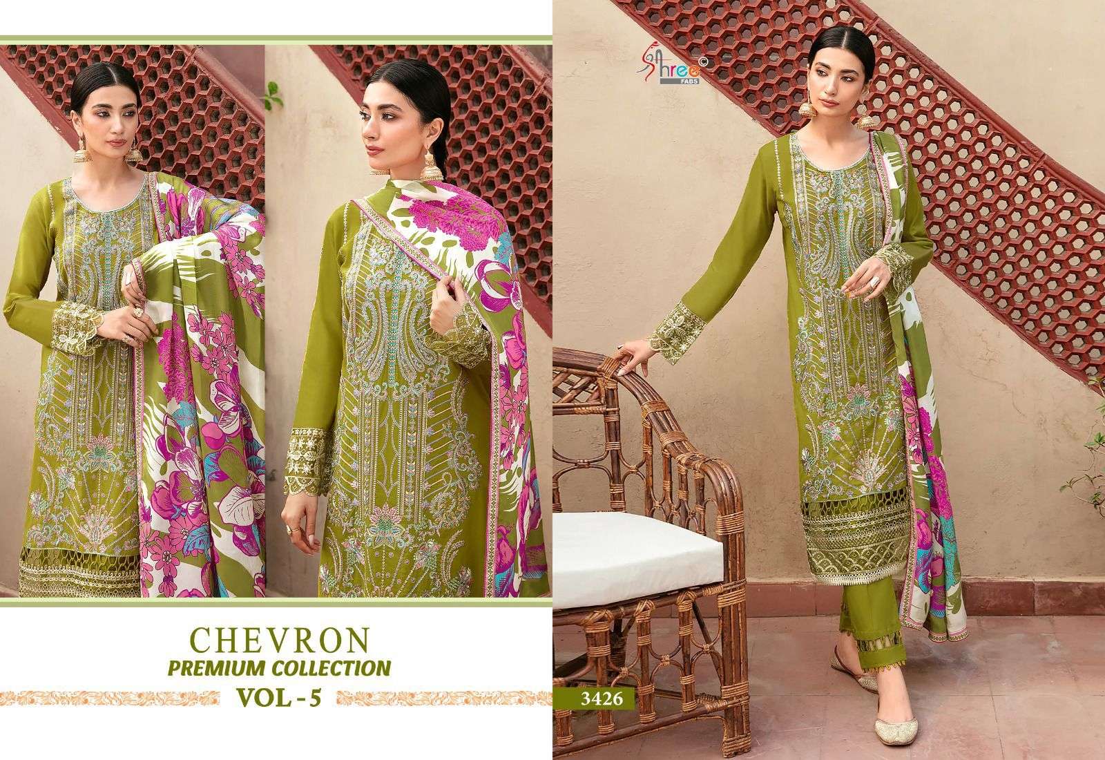 Shree Chevron Premium Vol 5 Cotton Duppatta Salwar Kameez Wholesale catalog