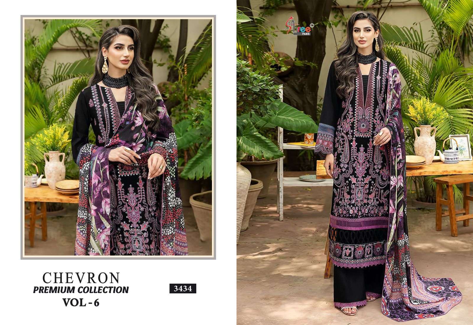 Shree Chevron Vol 6 Chiffon Dupatta Pakistani Suits wholesale catalog
