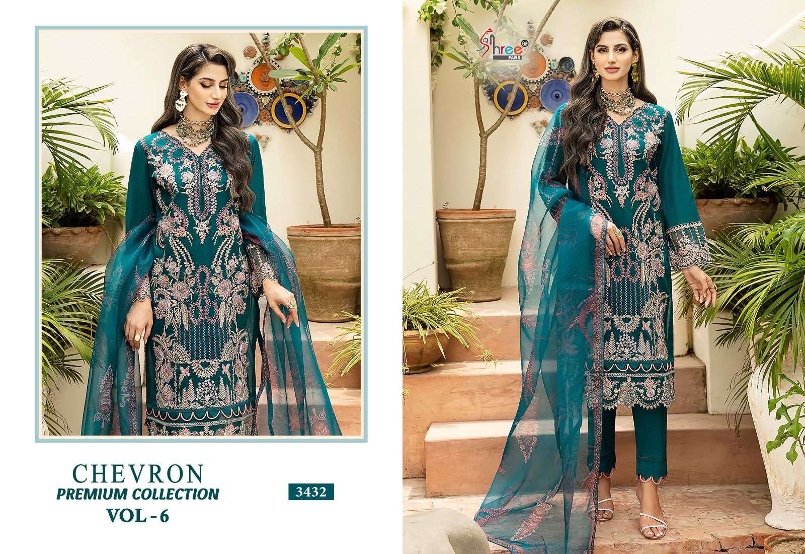 Shree Chevron Vol 6 Chiffon Dupatta Pakistani Suits wholesale catalog