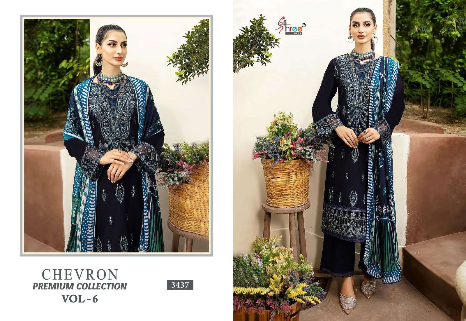 Shree Chevron Vol 6 Chiffon Dupatta Pakistani Suits wholesale catalog