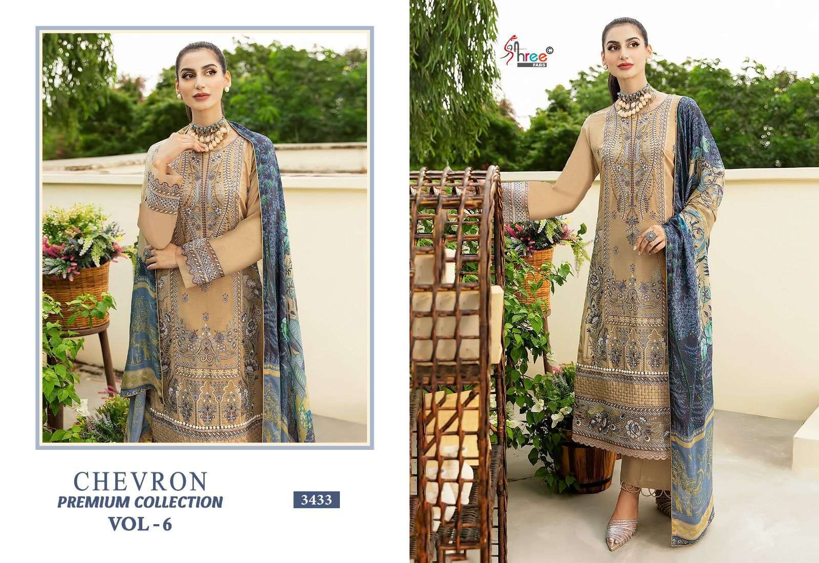 Shree Chevron Vol 6 Cotton Dupatta Pakistani Suits Wholesale catalog