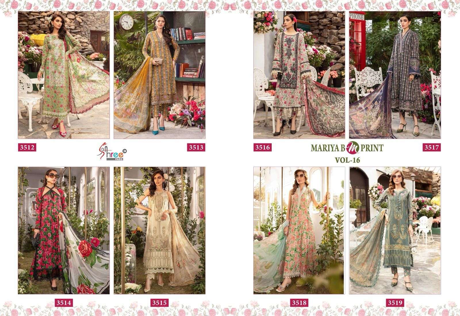 Shree Mariya B M Print Vol 16 Chiffon Dupatta Pakistani Suit Wholesale catalog