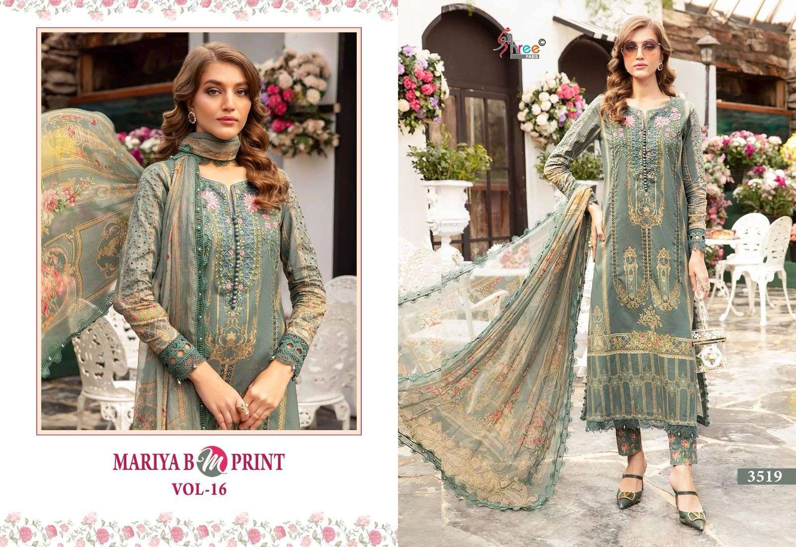 Shree Mariya B M Print Vol 16 Chiffon Dupatta Pakistani Suit Wholesale catalog