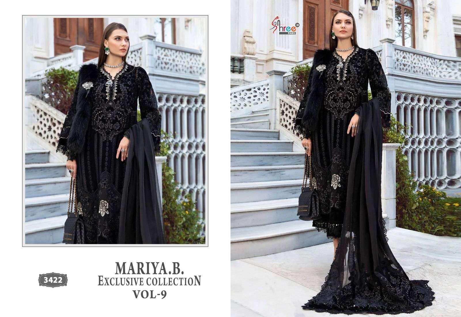 Shree Mariya B Vol 9 Chiffon Dupatta Pakistani Suits Wholesale catalog