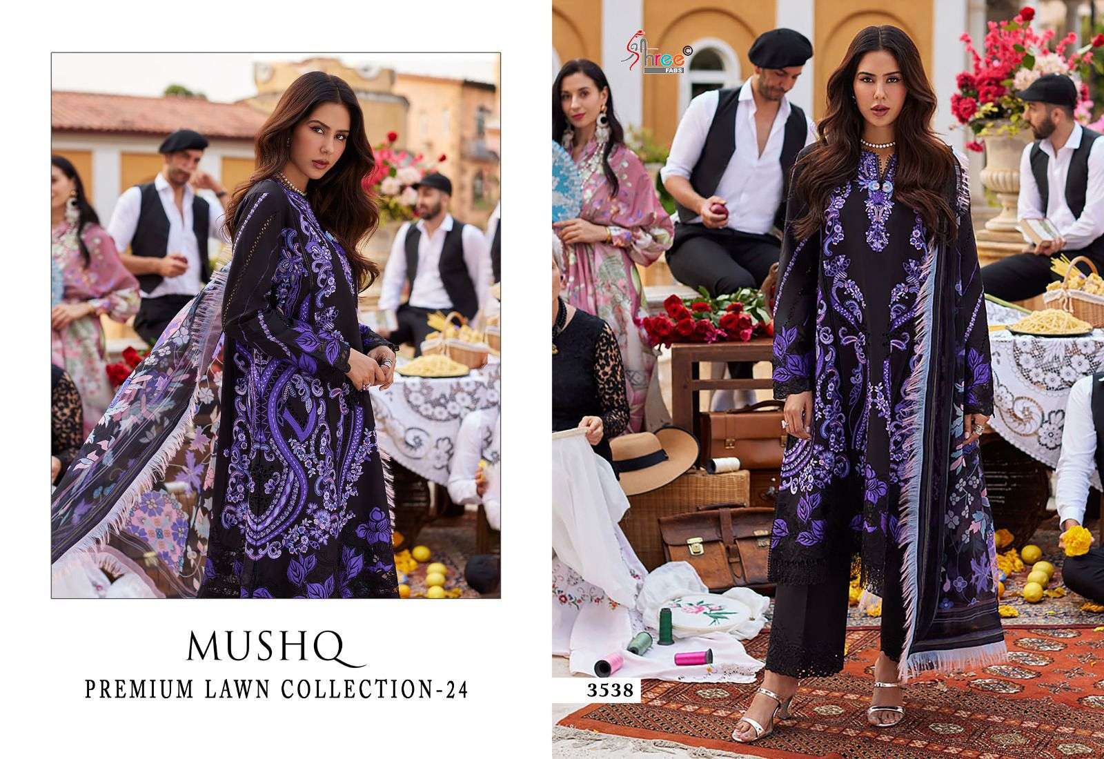 Shree Mushq 24 Chiffon Dupatta Pakistani Suit Wholesale catalog