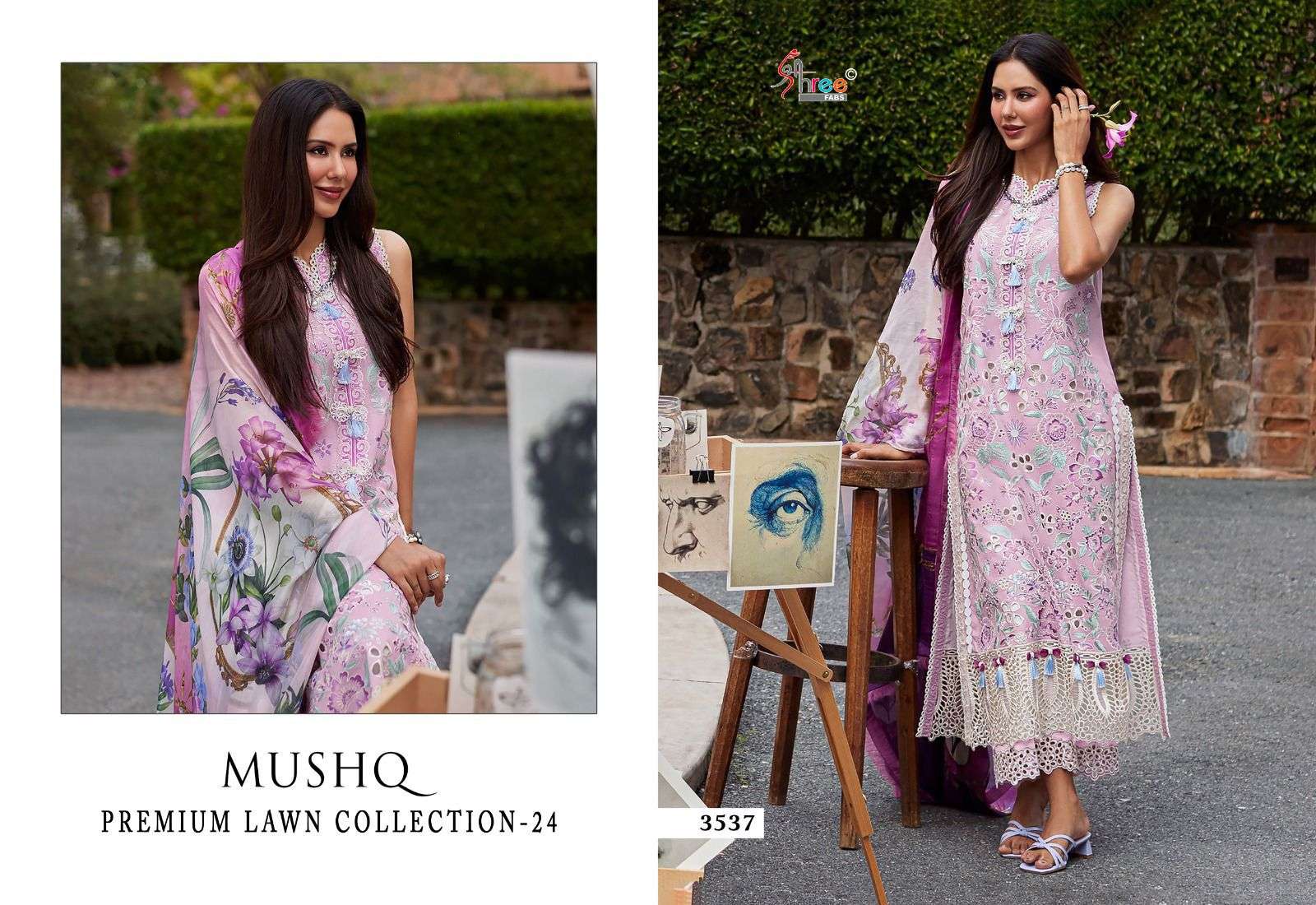 Shree Mushq 24 Chiffon Dupatta Pakistani Suit Wholesale catalog