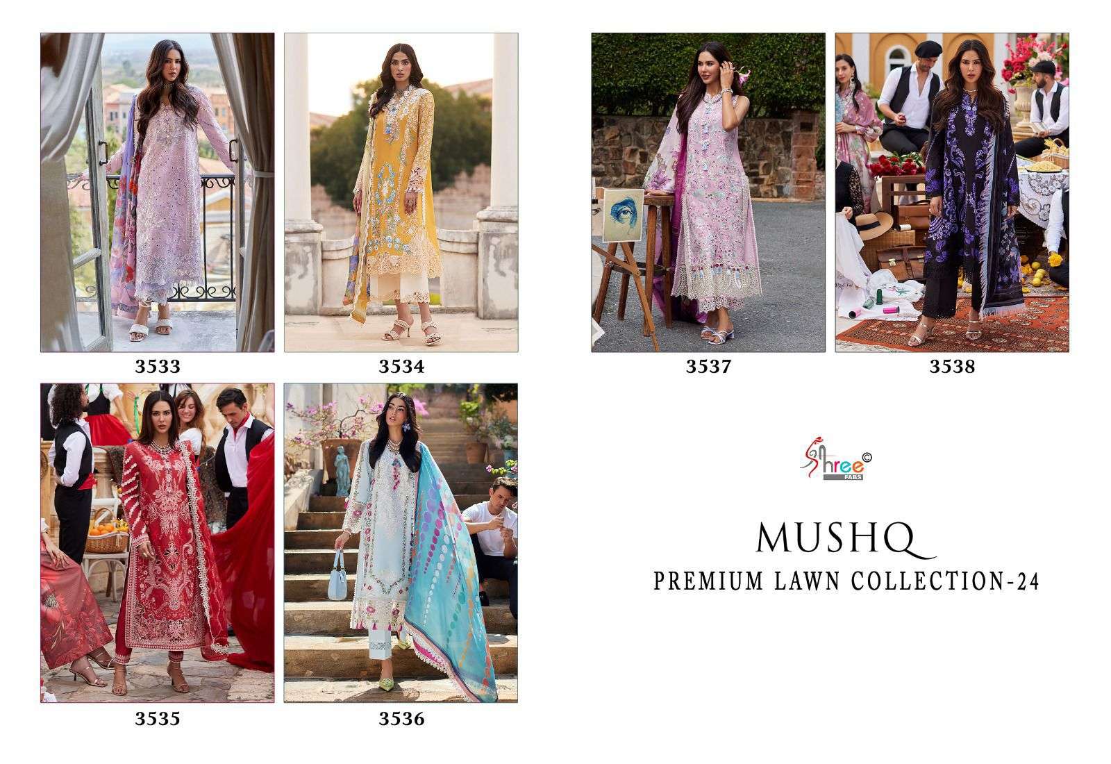 Shree Mushq 24 Chiffon Dupatta Pakistani Suit Wholesale catalog